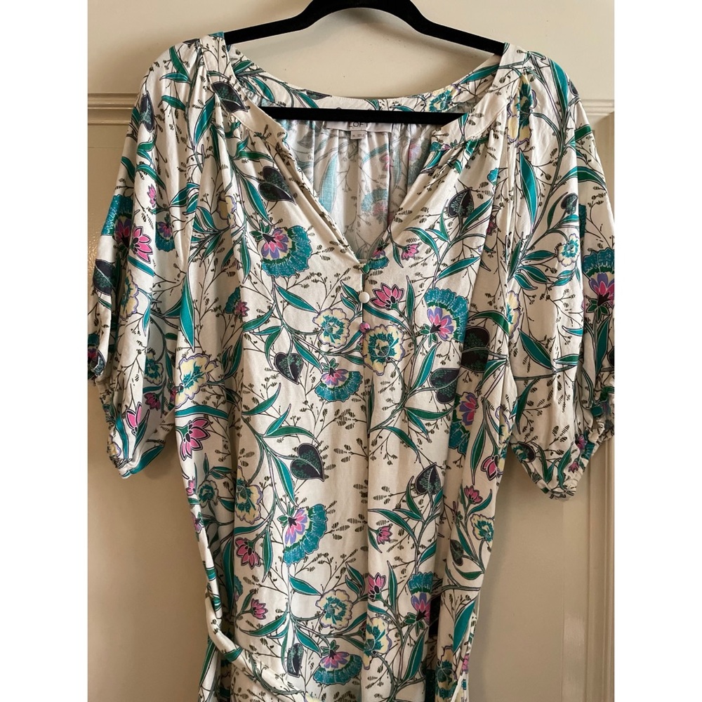 LOFT Floral Print Dress - Cream, Blue, Pink